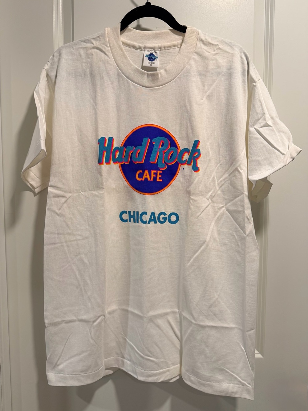 Deadstock Vintage 90s Hard Rock Cafe Chicago T-Shirt Off White Size L